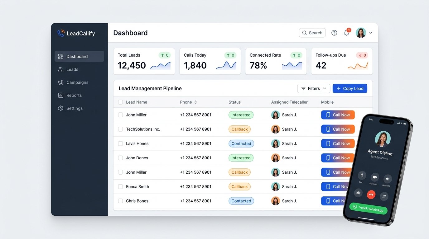 Lead Callify CRM Lead Management and Telecalling Dashboard