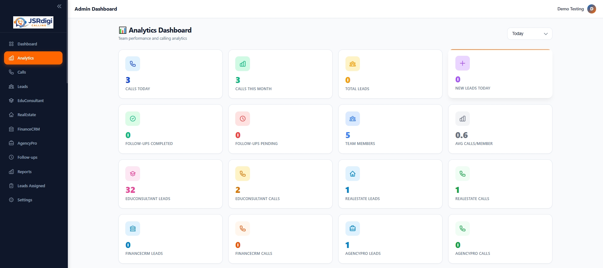 Lead Callify Lead Management CRM Dashboard