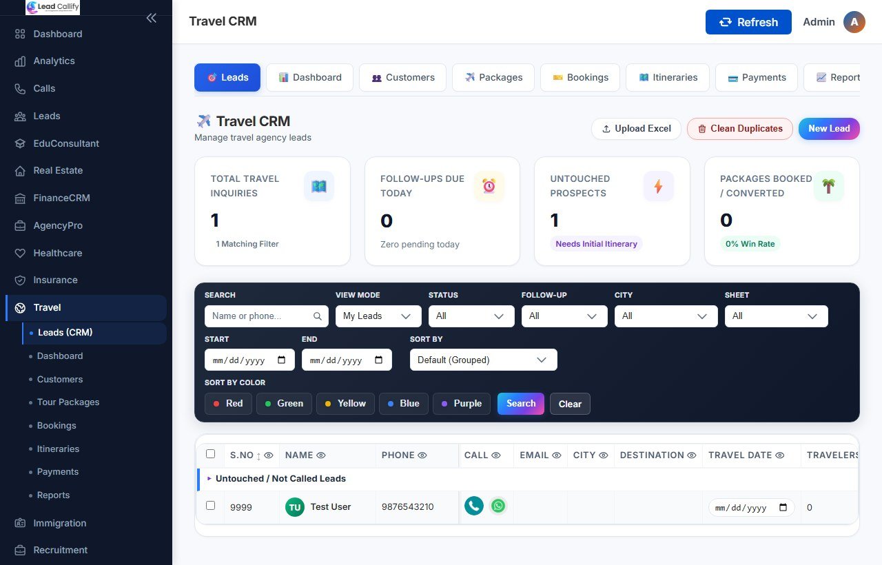 Travel & Tour Package Booking CRM